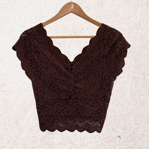 Shyanne Brown Ruched Crop Blouse